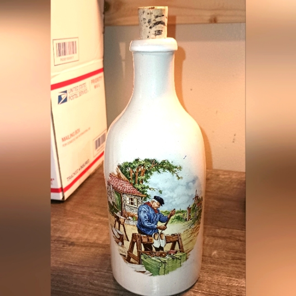 Royal Schwabap Hand Decorated Plate “The Wooden Shoe Maker” Collectors bottle